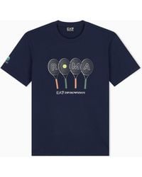 EA7 - Internazionali Bnl D'Italia Cotton, Crew-Neck T-Shirt With Print - Lyst
