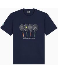 EA7 - Internazionali Bnl D'Italia Cotton, Crew-Neck T-Shirt With Print - Lyst