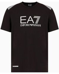 EA7 - Asv 7 Lines Kurzärmeliges Rundhals-t-shirt Aus Recyceltem Stoff - Lyst