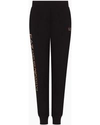 EA7 - Shiny Stretch-cotton Joggers - Lyst