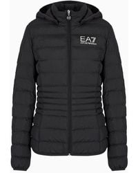 EA7 - Core Lady Recycled Technical Fabric Padded Hooded Jacket - Lyst