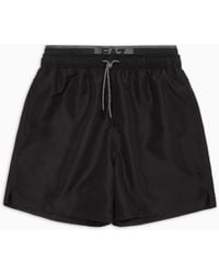 EA7 - Logo Series Swim Trunks With Logo Tape - Lyst