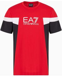EA7 - T-shirt Girocollo Summer Block In Cotone - Lyst