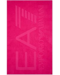 EA7 - Cotton Beach Towel With Logo - Lyst