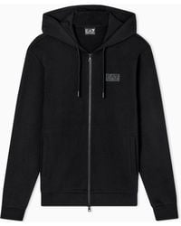 EA7 - Logo Series Cotton Hooded, Zip-Up Sweatshirt - Lyst