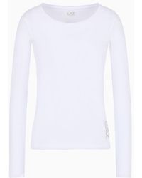 EA7 - T-shirt Core Lady A Maniche Lunghe In Cotone Stretch - Lyst