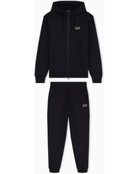 EA7 - Cotton Two-Piece Suit With A Zip Hoodie Core Identity - Lyst