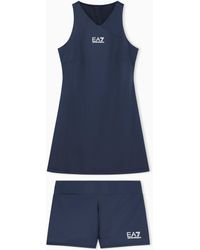 EA7 - Ventus Dress With Mesh Back And Matching Shorts Tennis Pro - Lyst