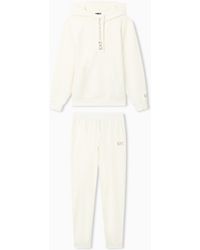 EA7 - Stretch Cotton Jersey Hooded Tracksuit - Lyst