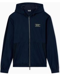EA7 - Premium Label Technical Fabric Hooded Sweatshirt - Lyst