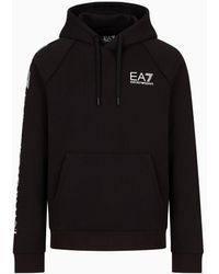 EA7 - Cotton-blend Hooded Logo Series Sweatshirt - Lyst