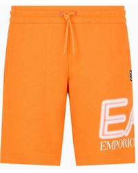 EA7 - Logo Series Cotton Bermuda Shorts - Lyst