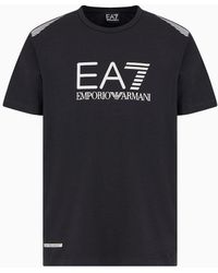 EA7 - Asv 7 Lines Kurzärmeliges Rundhals-t-shirt Aus Recyceltem Stoff - Lyst