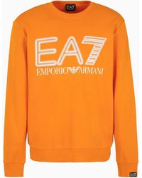EA7 - Logo Series Sweatshirt Mit Rundhalsausschnitt Aus Baumwolle - Lyst