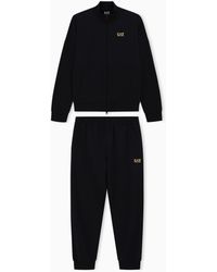 EA7 - Cotton Suit With A Stand Collar And Zip Core Identity - Lyst