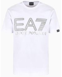 EA7 - Logo Series T-shirt Mit Kurzen Ärmeln Aus Baumwollstretch - Lyst