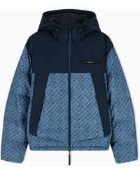 EA7 - Oversized Hooded Bomber Jacket With Repeated Logo - Lyst