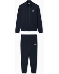 EA7 - Cotton Suit With Zip And Stand Collar Core Identity - Lyst