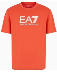 EA7 - Visibility Cotton-jersey Crew-neck T-shirt - Lyst