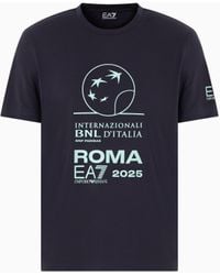 EA7 - Italian Open Stretch-Cotton, Crew-Neck T-Shirt With Oversized Print - Lyst