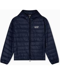 EA7 - Core Identity Packable Down Jacket With Hood - Lyst