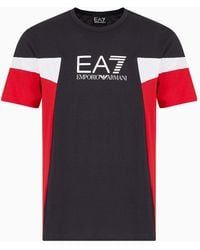 EA7 - Summer Block Rundhals-t-shirt Aus Baumwolle - Lyst