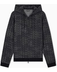 EA7 - Zip Hoodie Logo Series Cotton Blend Jersey Monogram - Lyst