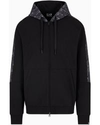 EA7 - Cotton-Blend Hooded Logo Series Sweatshirt - Lyst