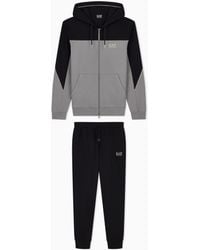 EA7 - Tracksuit Regular Fit Cotton Jersey With Hood And Zip - Lyst
