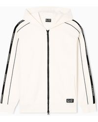 EA7 - Logo Series Sweatshirt Mit Kapuze Und Reißverschluss, Gefertigt Aus Einer Baumwoll-Mischung - Lyst