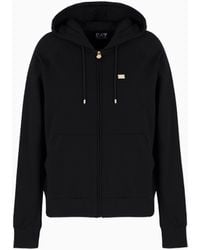EA7 - Stretch-Cotton Hooded Core Lady Sweatshirt - Lyst