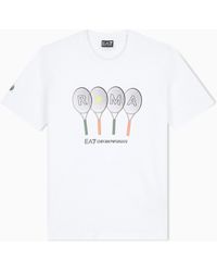 EA7 - Internazionali Bnl D'Italia Cotton, Crew-Neck T-Shirt With Print - Lyst