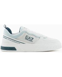 EA7 - Black & White Legacy Knit Sneaker - Lyst