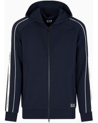 EA7 - Logo Series Sweatshirt Mit Kapuze Und Reißverschluss, Gefertigt Aus Einer Baumwoll-Mischung - Lyst