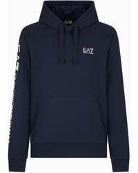 EA7 - Logo Series Cotton Hooded, Zip-Up Sweatshirt - Lyst