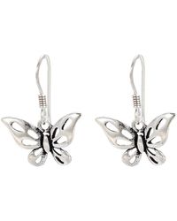 E&e Sterling Silver Dangly Butterfly Earrings - Multicolor