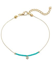 E&e Gold Plated Turquoise And Single Stone Anklet - Multicolor