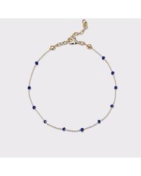 E&e Gold Plated Beads Anklet - Blue