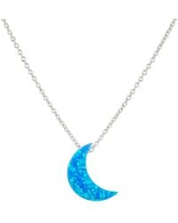 E&e Sterling Silver Crescent Moon Opal Necklace - Black