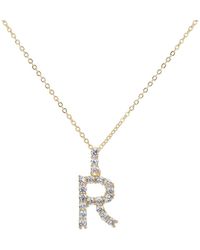 E&e R Initial Gold Plated Necklace With Cz - Multicolor