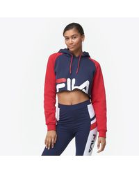 fila luciana navy & red crop hoodie