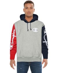 Champion Cotton Colorblocked Reverse Weave Hoodie In Light Blue Blue For Men Lyst