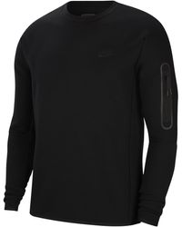 nike tech fleece crew neck sweat in black