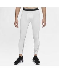 Nike Synthetic Pro 3/4 Basketball Tights in White/Black (White) for Men |  Lyst