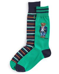 Polo Ralph Lauren Blazer Bear 2 Pack Socks - Green