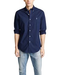 Polo Ralph Lauren Slim Stretch Poplin Shirt - Blue
