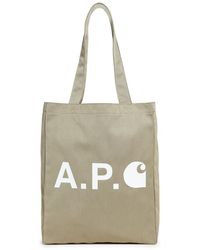 A.P.C. X Carhartt Small Logo-print Canvas Tote Bag - Natural