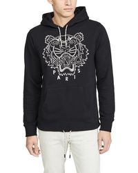 KENZO Blanket-stitch Tiger Cotton Hoodie - Black