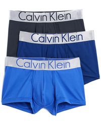 Calvin Klein Steel Micro 3 Pack Low Rise Trunks - Blue