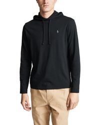 Polo Ralph Lauren Long Sleeve Hooded Tee Shirt - Black